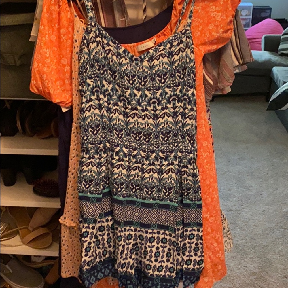 romper blue and white patterned